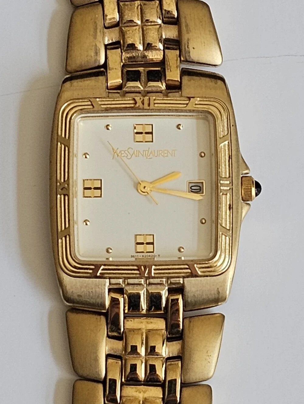 Vintage Yves Saint Laurent Watch 91611-H12093 Gold-Tone w/ Manual & Box (Works)